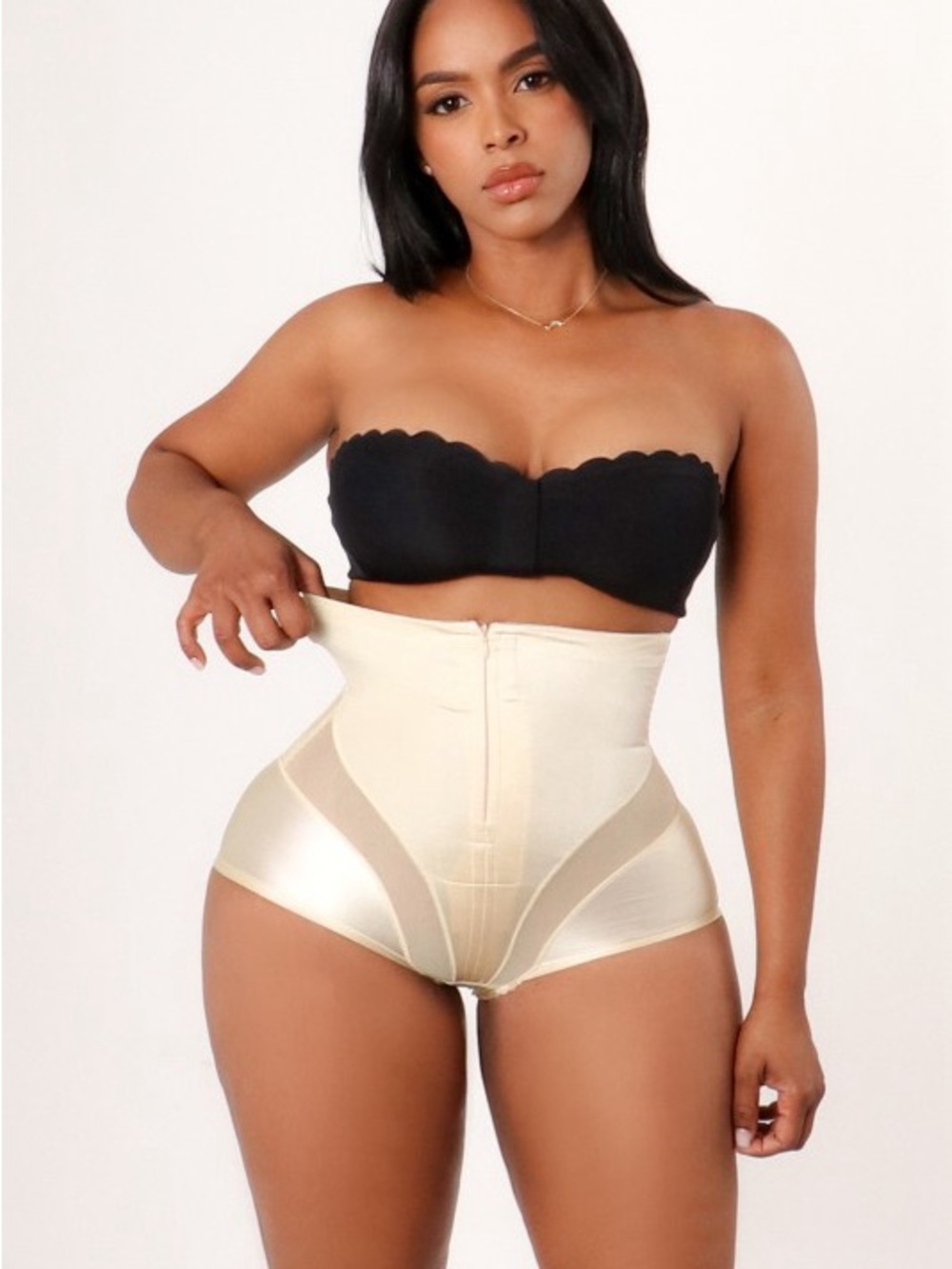 High-Waist Shaping Briefs - Cream Waist Trainer U-TMYPTZIP